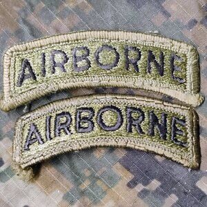 AIRBORNE US Army Tab Military Patch Lot OD Subdued
